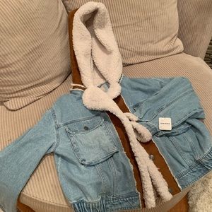 NWT Free people Jean jacket with hood
